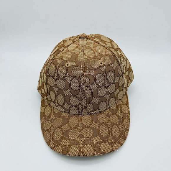 NWT COACH KHAKI SIGNATURE JACQUARD CAP - Picture 3 of 8